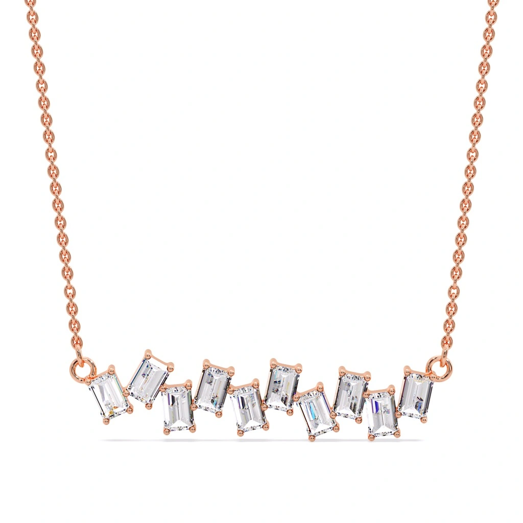 Radiant Baguette Cluster Necklace