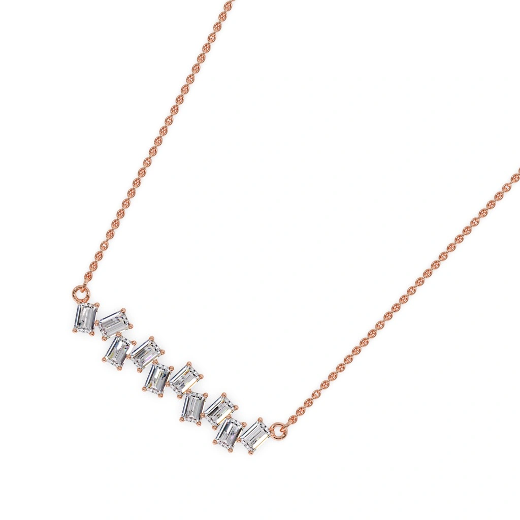 Radiant Baguette Cluster Necklace