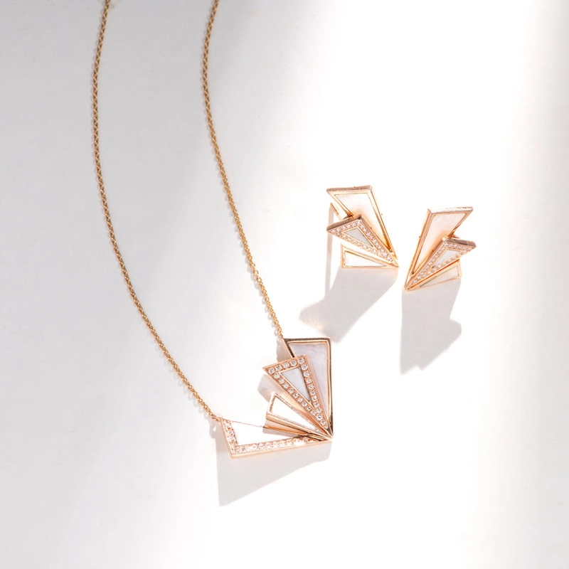 Geometric Fan Necklace and Earrings Set
