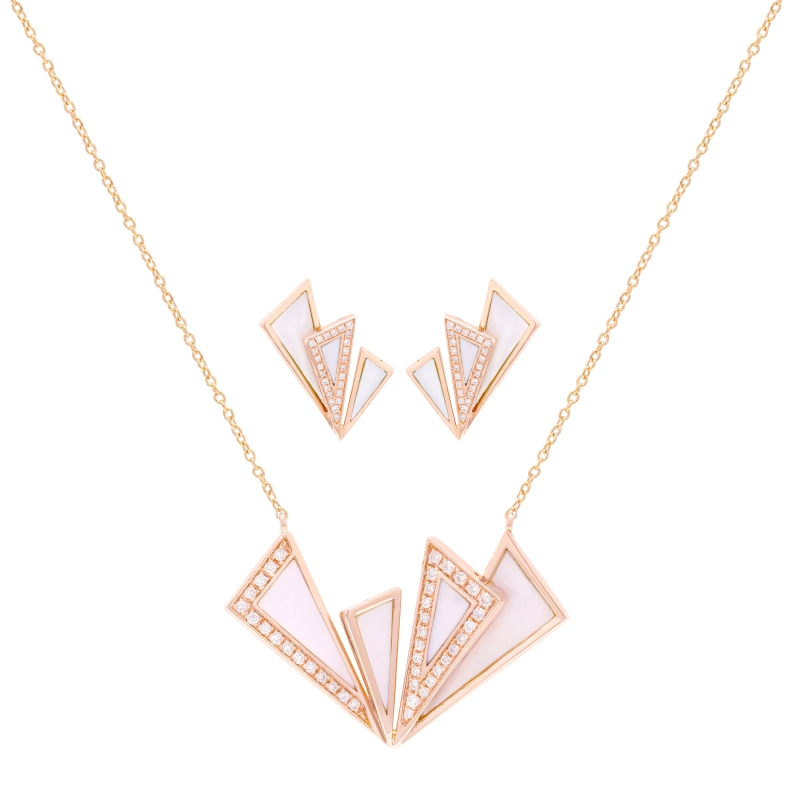 Geometric Fan Necklace and Earrings Set